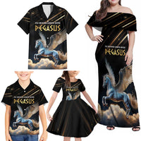 Personalized Fly Beyond Limits With Pegasus Family Matching Off Shoulder Maxi Dress and Hawaiian Shirt