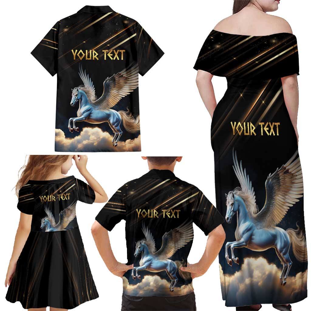 Personalized Fly Beyond Limits With Pegasus Family Matching Off Shoulder Maxi Dress and Hawaiian Shirt
