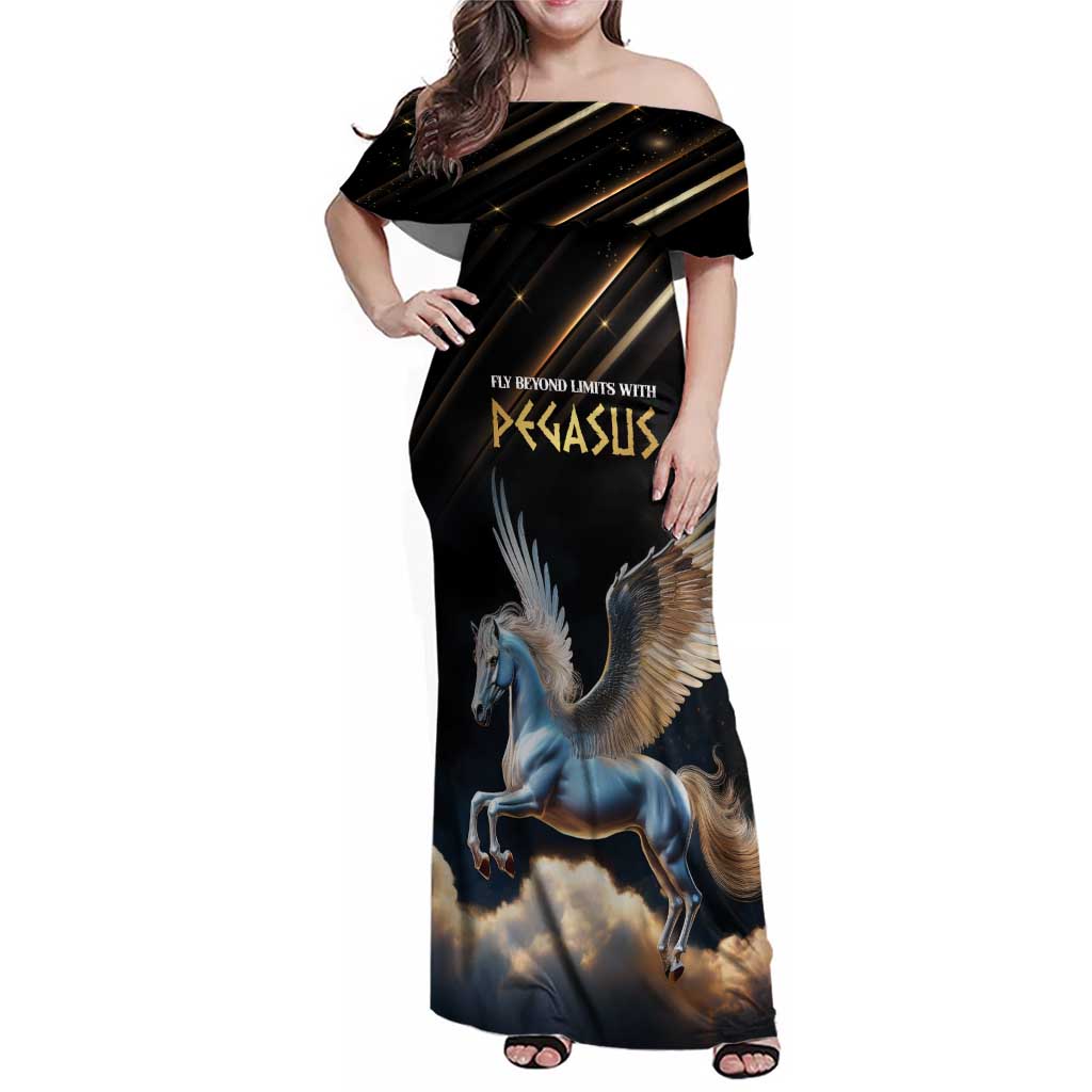 Personalized Fly Beyond Limits With Pegasus Family Matching Off Shoulder Maxi Dress and Hawaiian Shirt