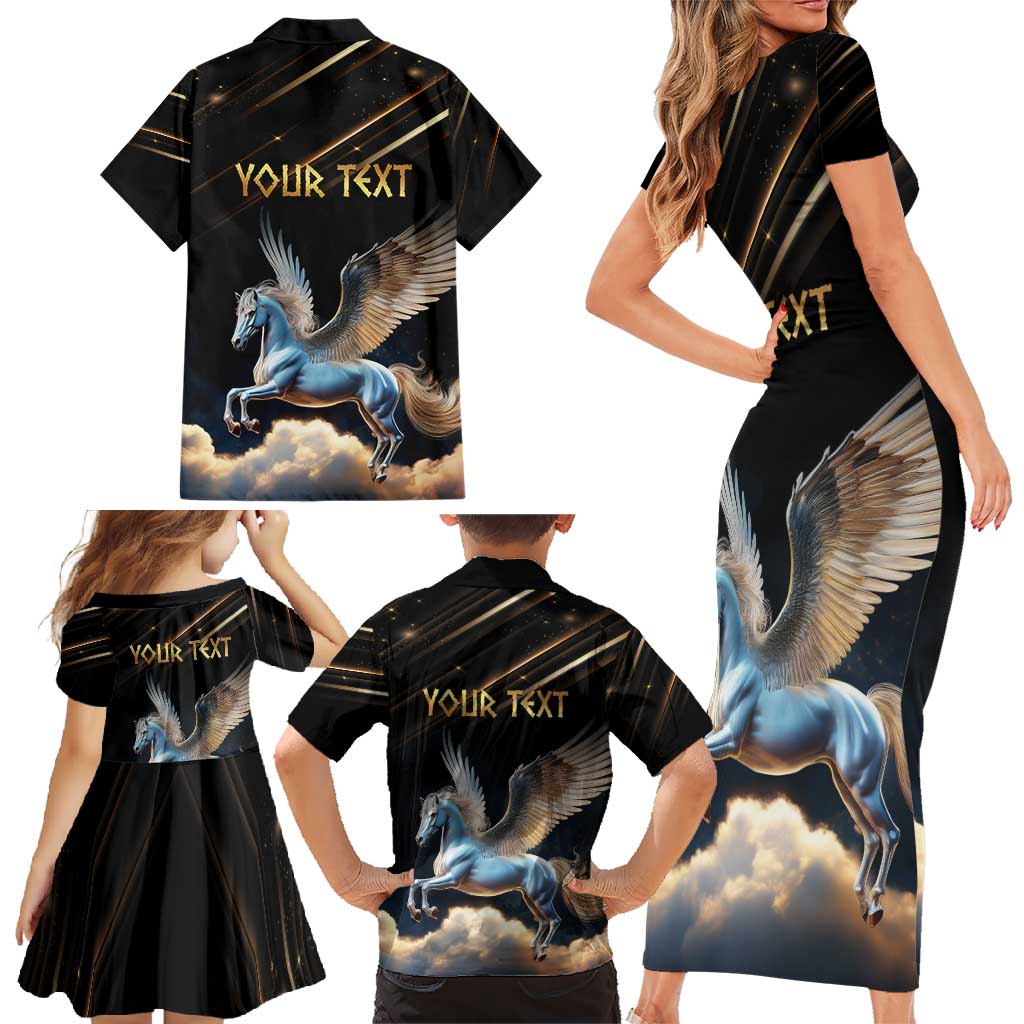 Personalized Fly Beyond Limits With Pegasus Family Matching Short Sleeve Bodycon Dress and Hawaiian Shirt - Wonder Print Shop