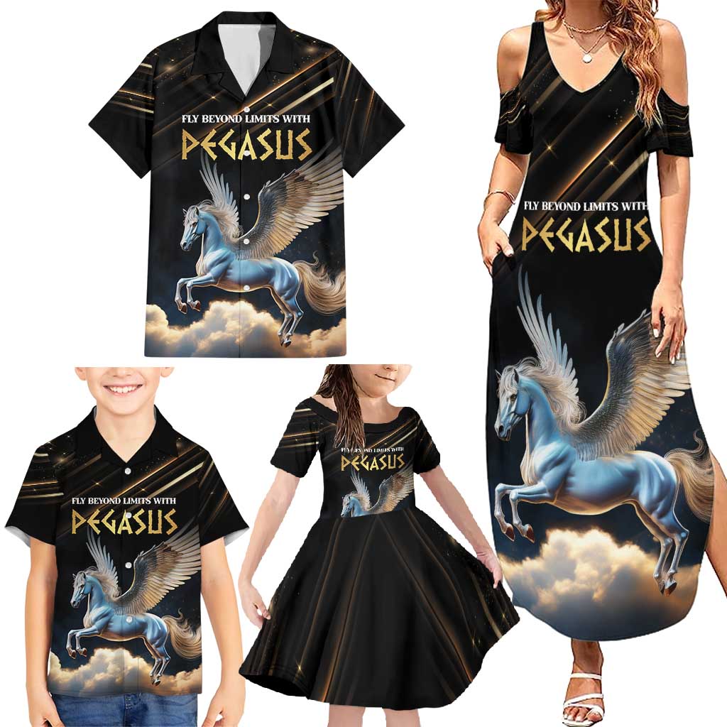 Personalized Fly Beyond Limits With Pegasus Family Matching Summer Maxi Dress and Hawaiian Shirt - Wonder Print Shop