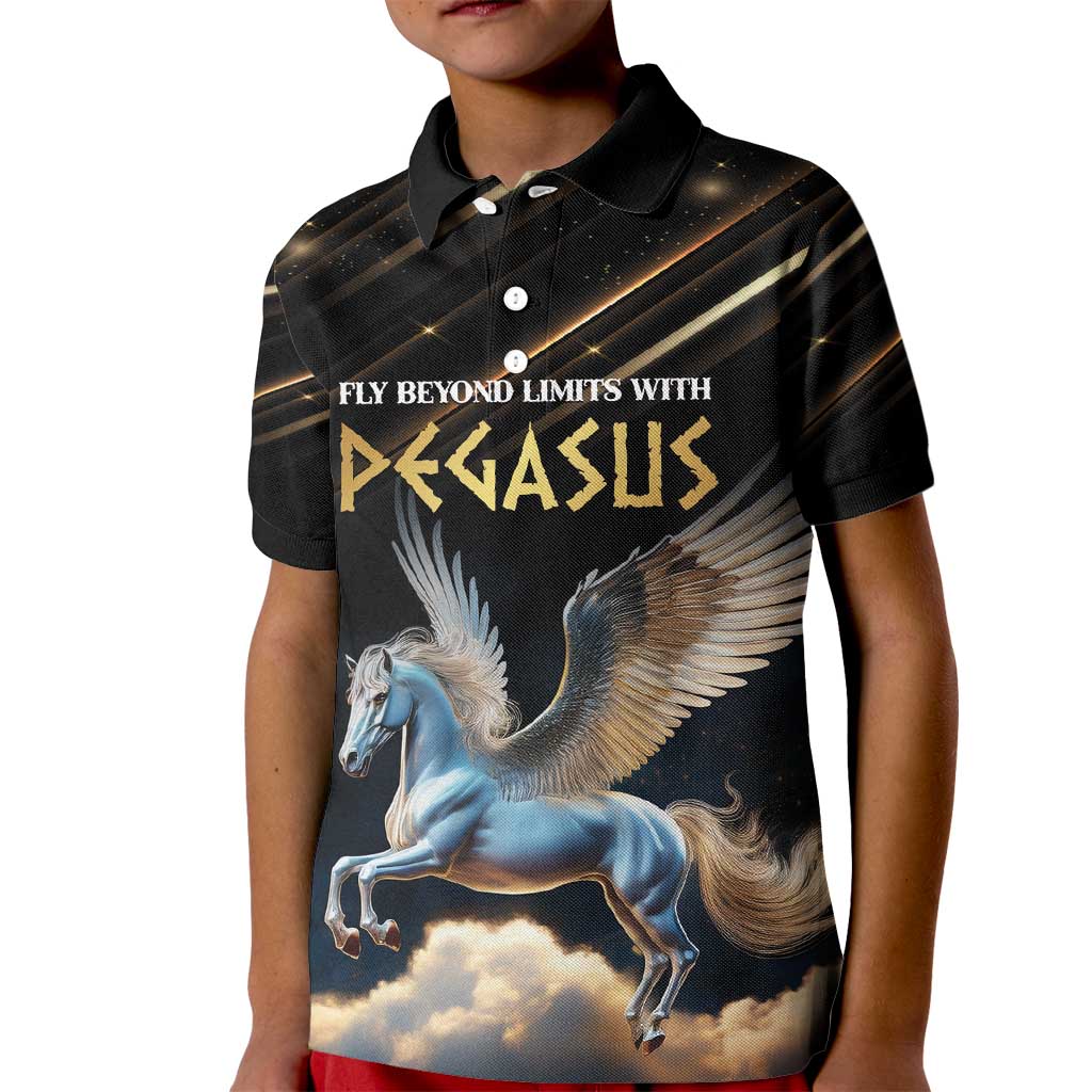 Personalized Fly Beyond Limits With Pegasus Kid Polo Shirt - Wonder Print Shop