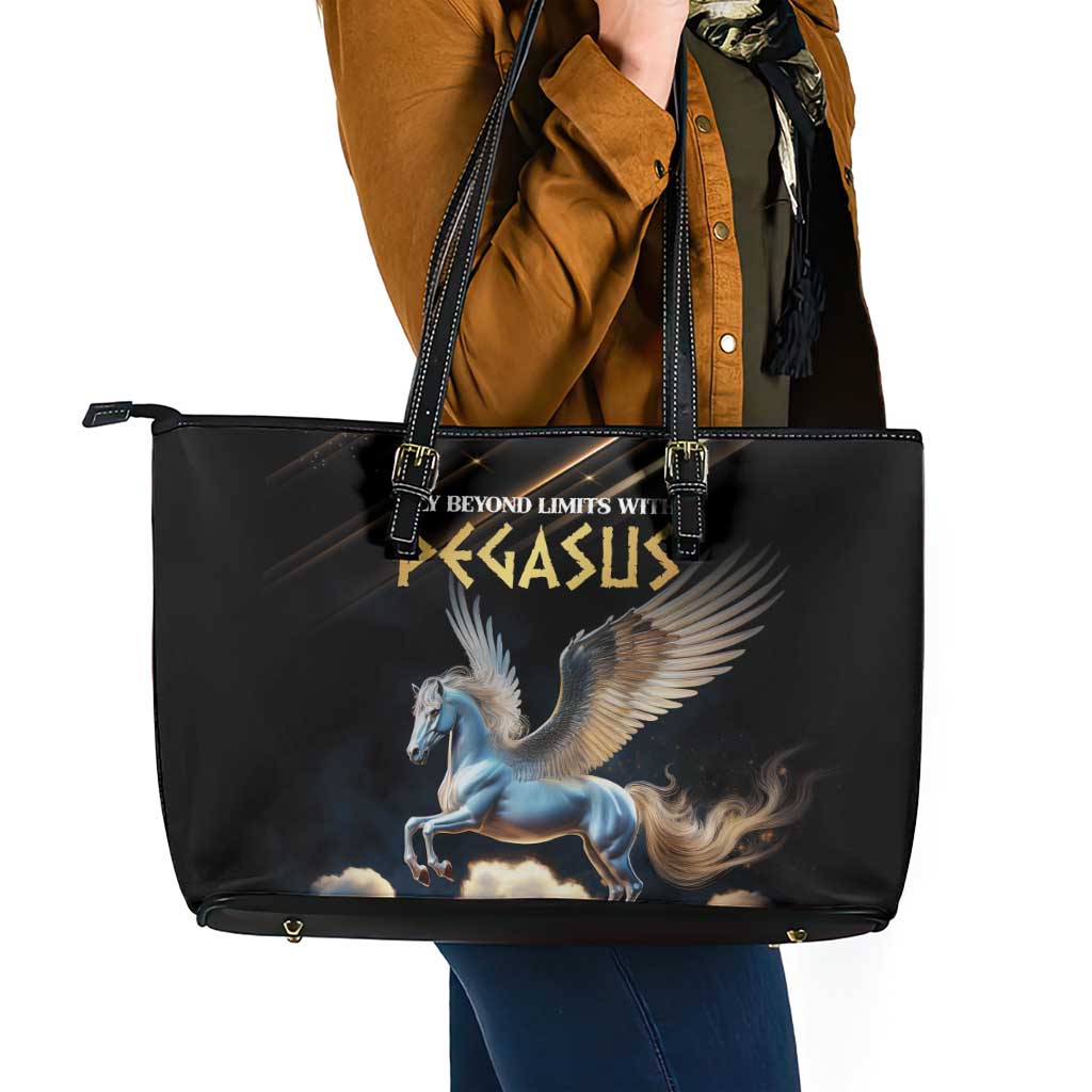 Fly Beyond Limits With Pegasus Leather Tote Bag