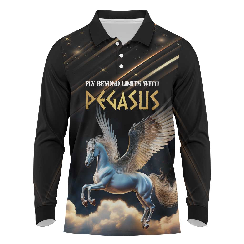 Personalized Fly Beyond Limits With Pegasus Long Sleeve Polo Shirt - Wonder Print Shop