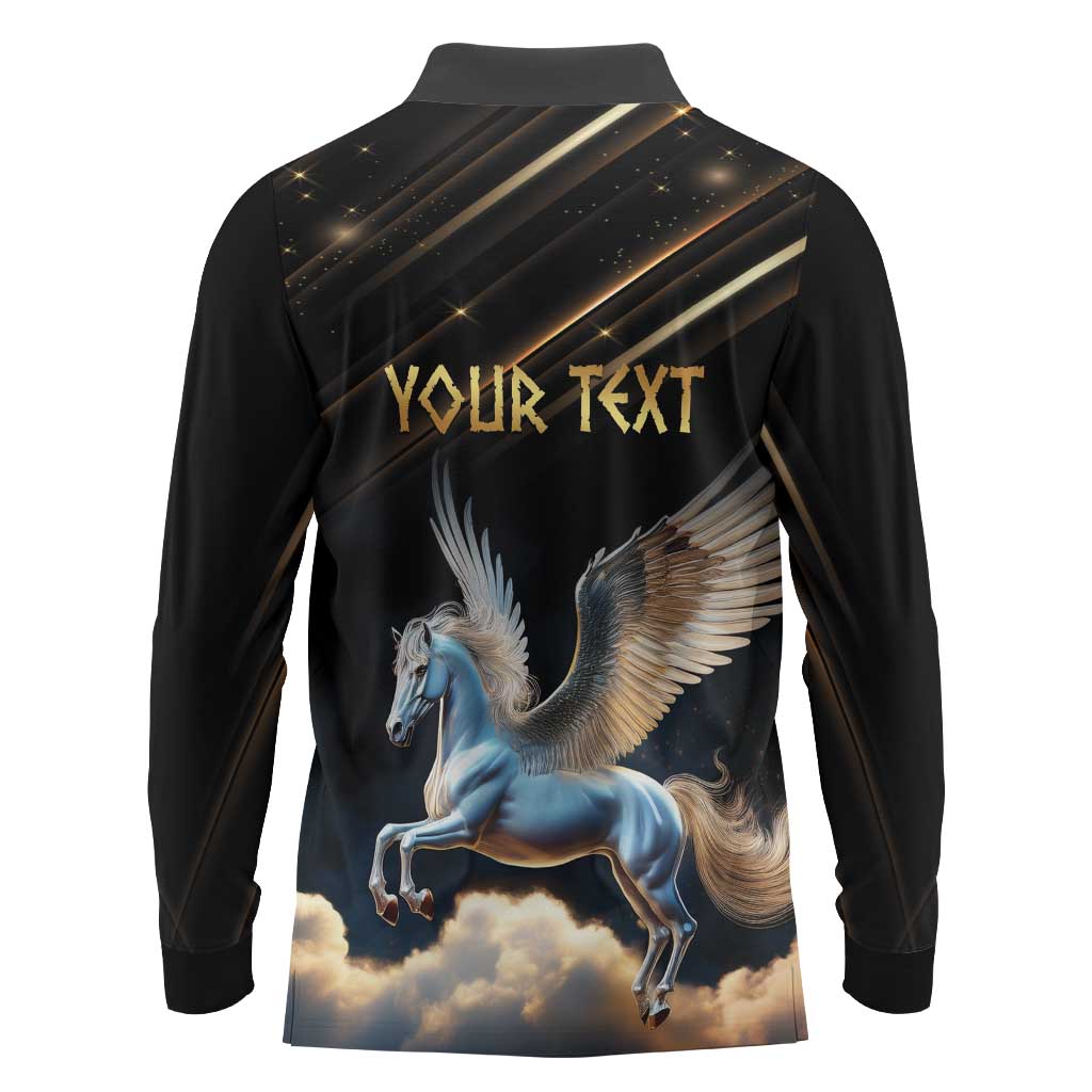 Personalized Fly Beyond Limits With Pegasus Long Sleeve Polo Shirt - Wonder Print Shop