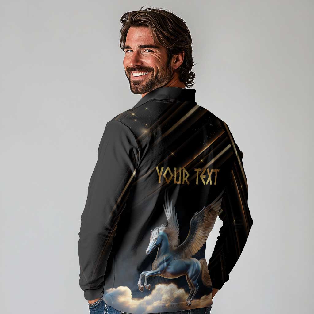 Personalized Fly Beyond Limits With Pegasus Long Sleeve Polo Shirt - Wonder Print Shop