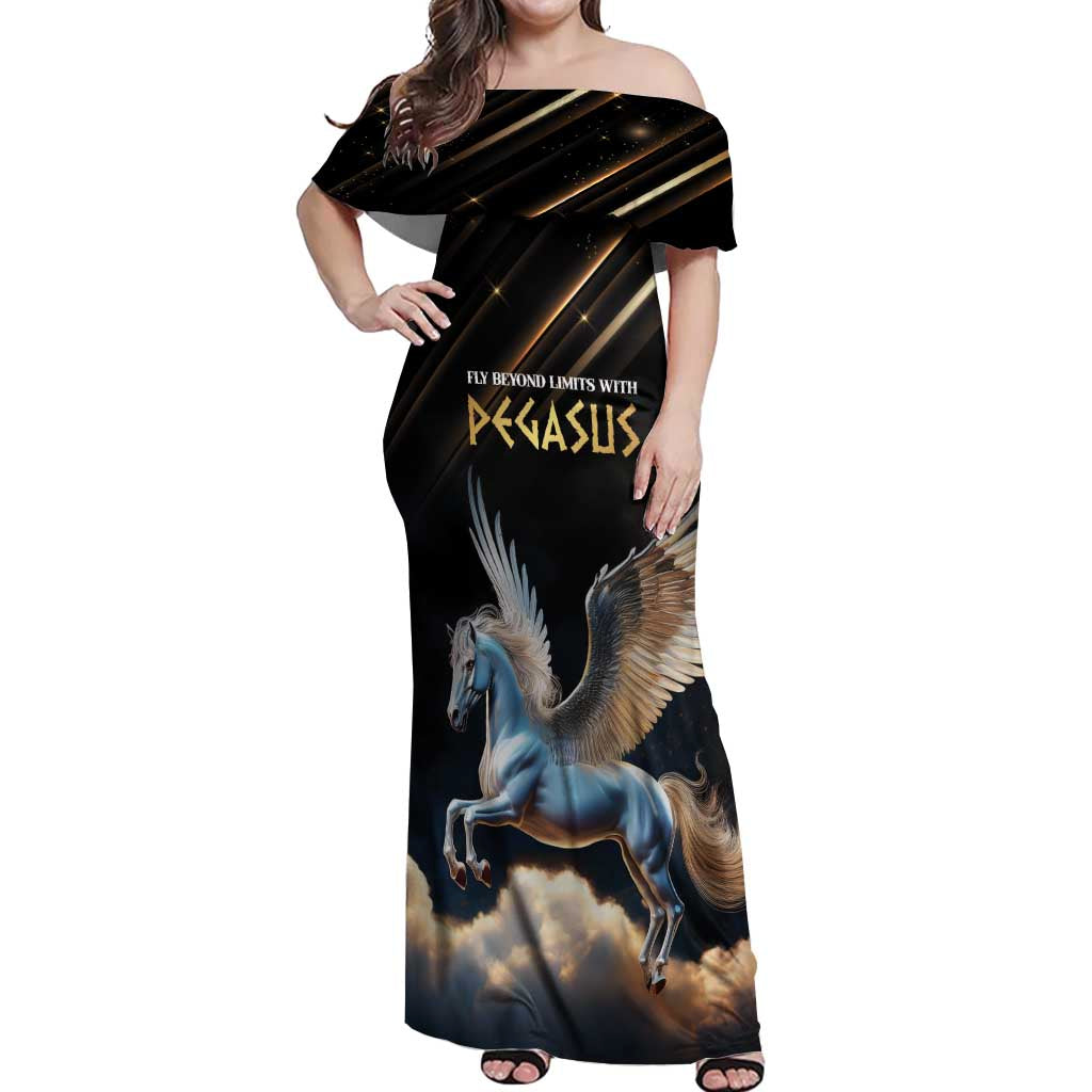 Personalized Fly Beyond Limits With Pegasus Off Shoulder Maxi Dress - Wonder Print Shop