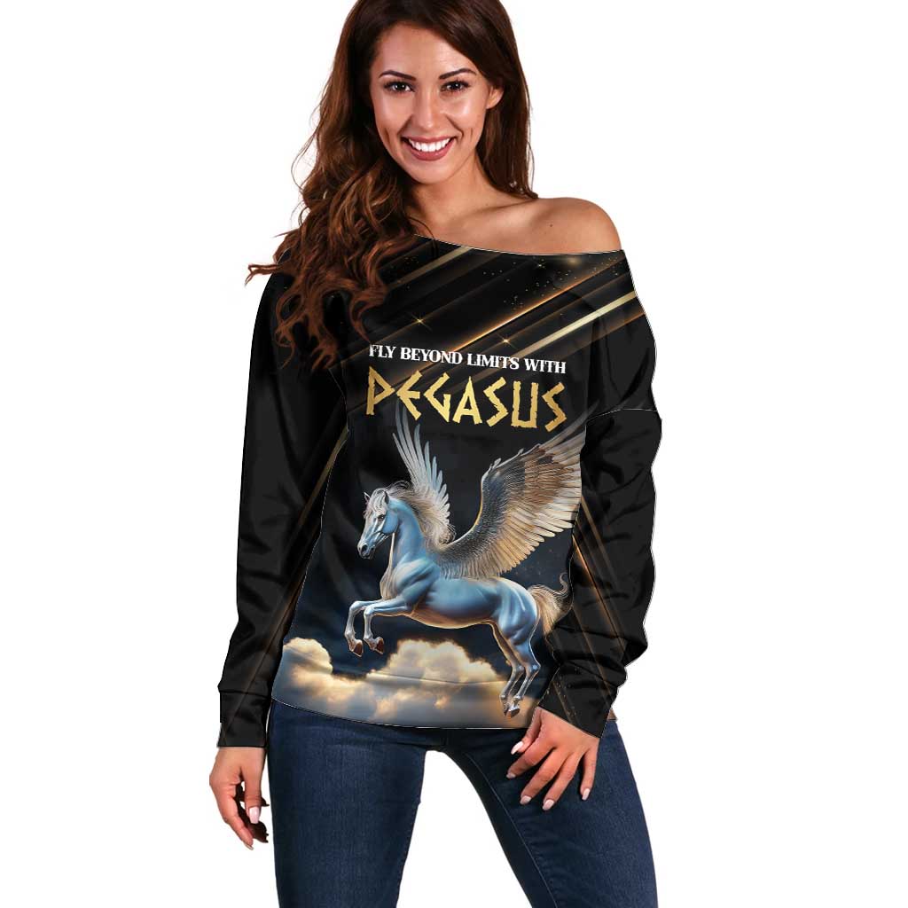 Personalized Fly Beyond Limits With Pegasus Off Shoulder Sweater - Wonder Print Shop