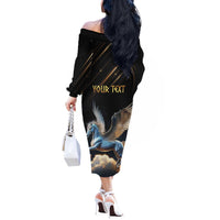 Personalized Fly Beyond Limits With Pegasus Off The Shoulder Long Sleeve Dress - Wonder Print Shop
