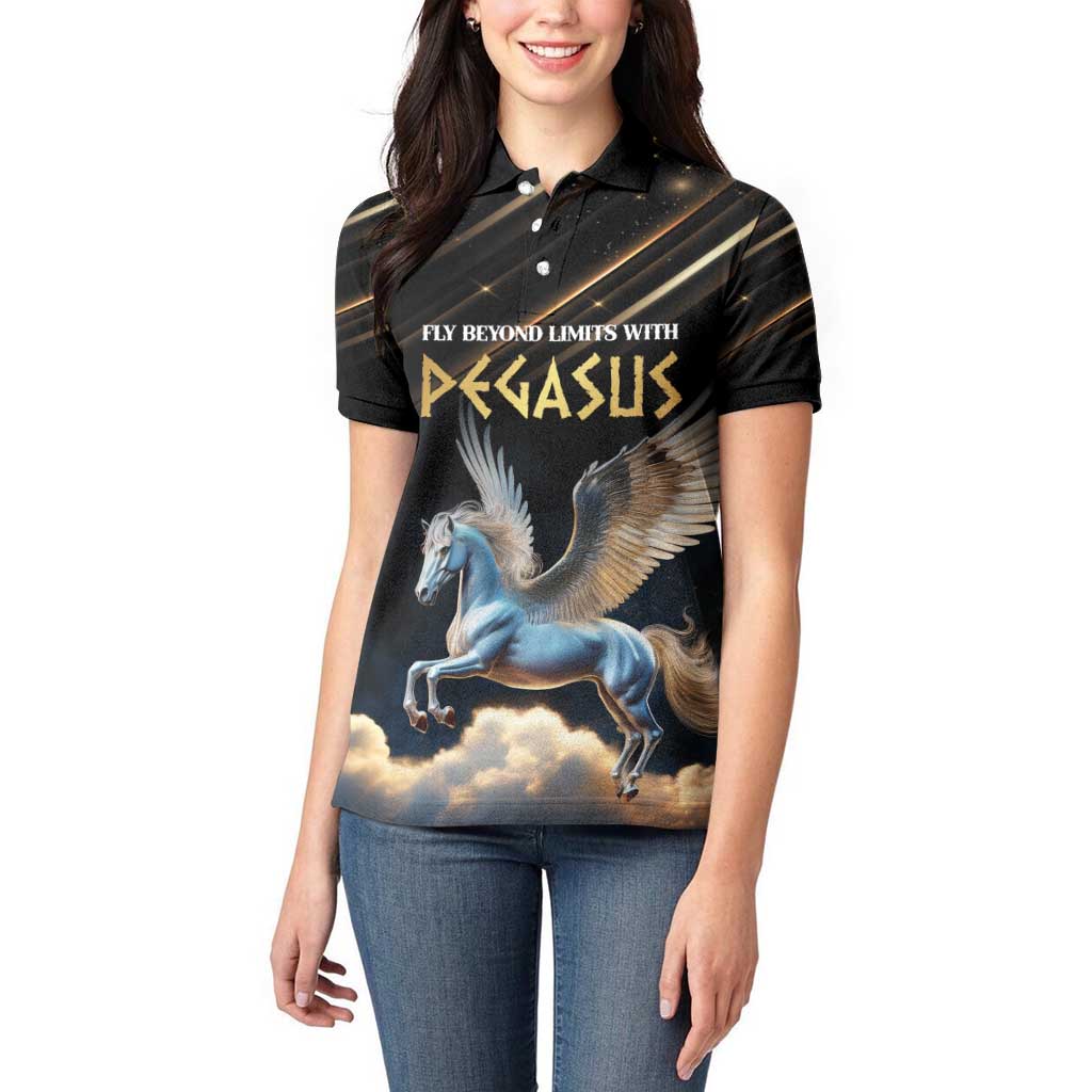 Personalized Fly Beyond Limits With Pegasus Women Polo Shirt - Wonder Print Shop