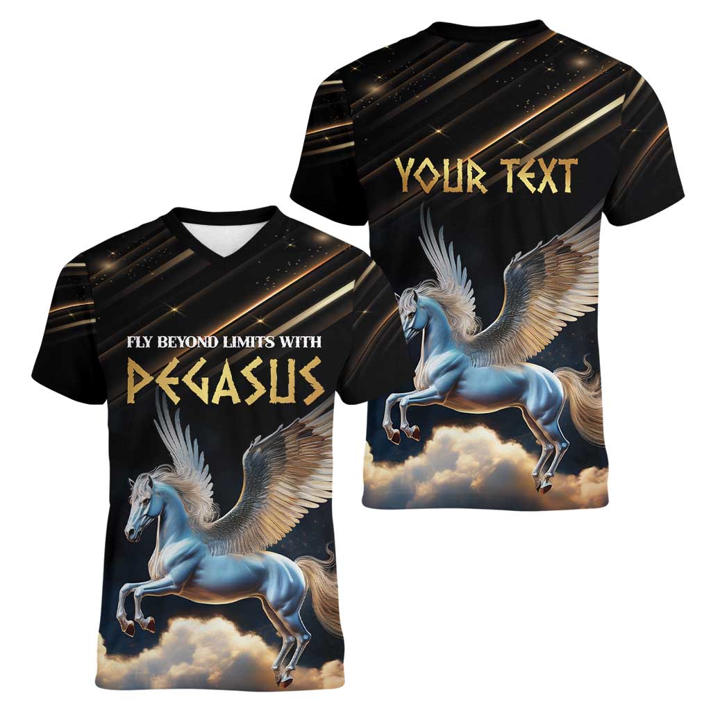 Personalized Fly Beyond Limits With Pegasus Women V-Neck T-Shirt - Wonder Print Shop