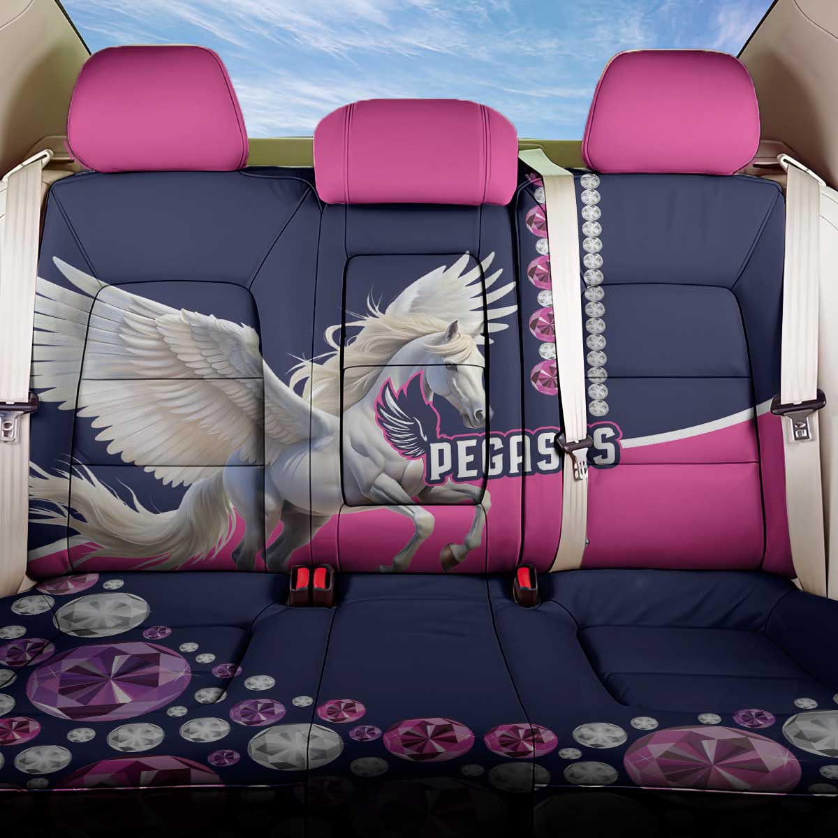 Pegasus Horse Racing Back Car Seat Cover Diamond Luxury Style