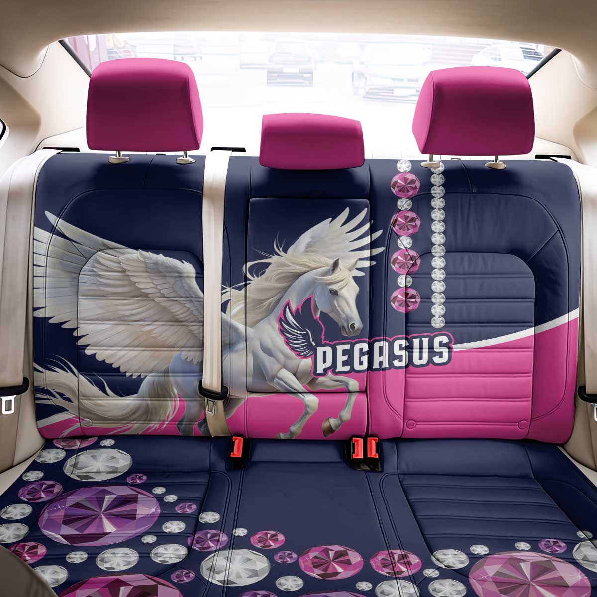 Pegasus Horse Racing Back Car Seat Cover Diamond Luxury Style