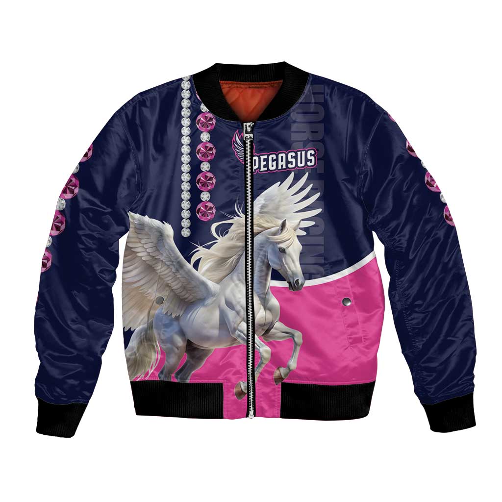 Personalized Pegasus Horse Racing Bomber Jacket Diamond Luxury Style
