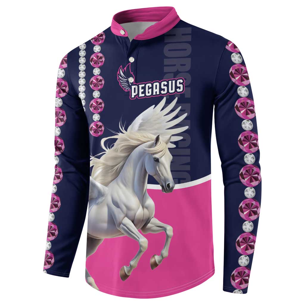 Personalized Pegasus Horse Racing Button Sweatshirt Diamond Luxury Style