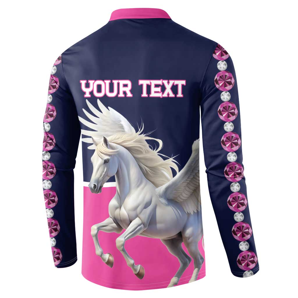 Personalized Pegasus Horse Racing Button Sweatshirt Diamond Luxury Style