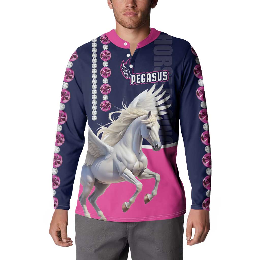 Personalized Pegasus Horse Racing Button Sweatshirt Diamond Luxury Style
