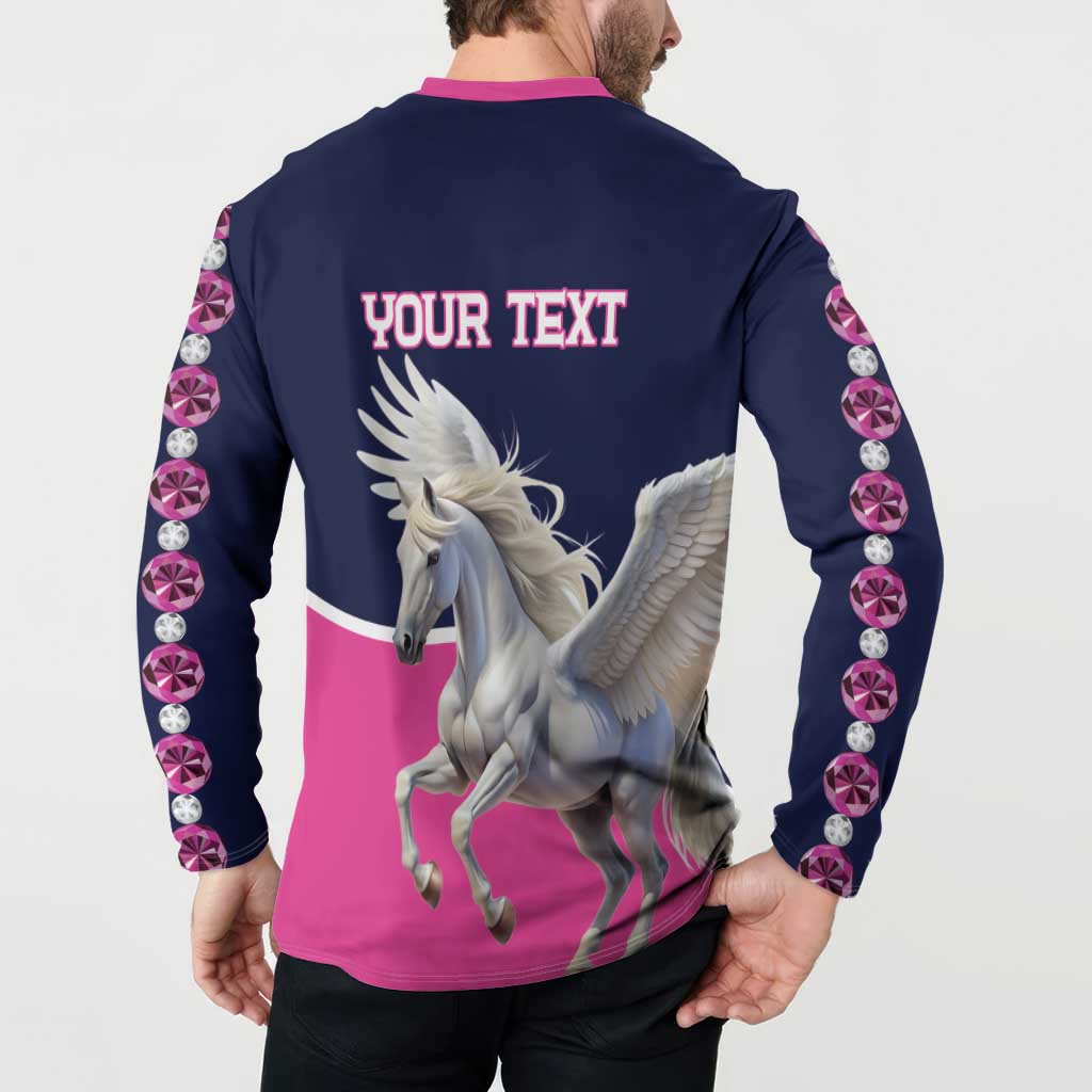 Personalized Pegasus Horse Racing Button Sweatshirt Diamond Luxury Style