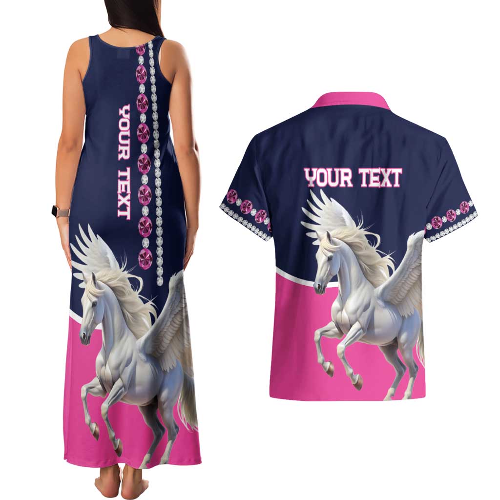 Personalized Pegasus Horse Racing Couples Matching Tank Maxi Dress and Hawaiian Shirt Diamond Luxury Style