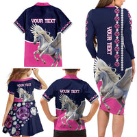 Personalized Pegasus Horse Racing Family Matching Long Sleeve Bodycon Dress and Hawaiian Shirt Diamond Luxury Style