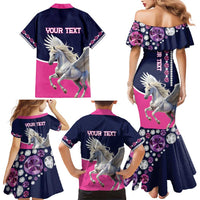 Personalized Pegasus Horse Racing Family Matching Mermaid Dress and Hawaiian Shirt Diamond Luxury Style