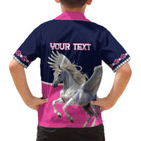 Personalized Pegasus Horse Racing Family Matching Off The Shoulder Long Sleeve Dress and Hawaiian Shirt Diamond Luxury Style