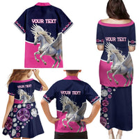 Personalized Pegasus Horse Racing Family Matching Puletasi and Hawaiian Shirt Diamond Luxury Style