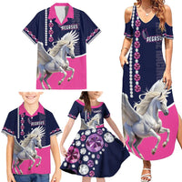 Personalized Pegasus Horse Racing Family Matching Summer Maxi Dress and Hawaiian Shirt Diamond Luxury Style - Wonder Print Shop