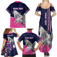 Personalized Pegasus Horse Racing Family Matching Summer Maxi Dress and Hawaiian Shirt Diamond Luxury Style - Wonder Print Shop