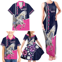 Personalized Pegasus Horse Racing Family Matching Tank Maxi Dress and Hawaiian Shirt Diamond Luxury Style - Wonder Print Shop