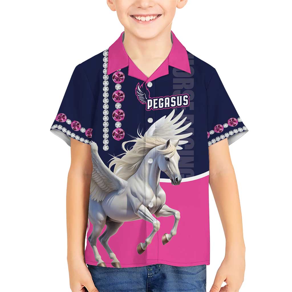 Personalized Pegasus Horse Racing Kid Hawaiian Shirt Diamond Luxury Style - Wonder Print Shop
