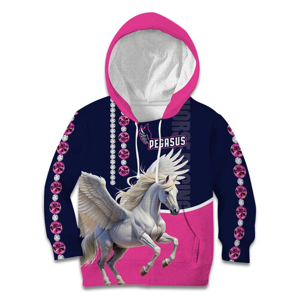 Personalized Pegasus Horse Racing Kid Hoodie Diamond Luxury Style - Wonder Print Shop