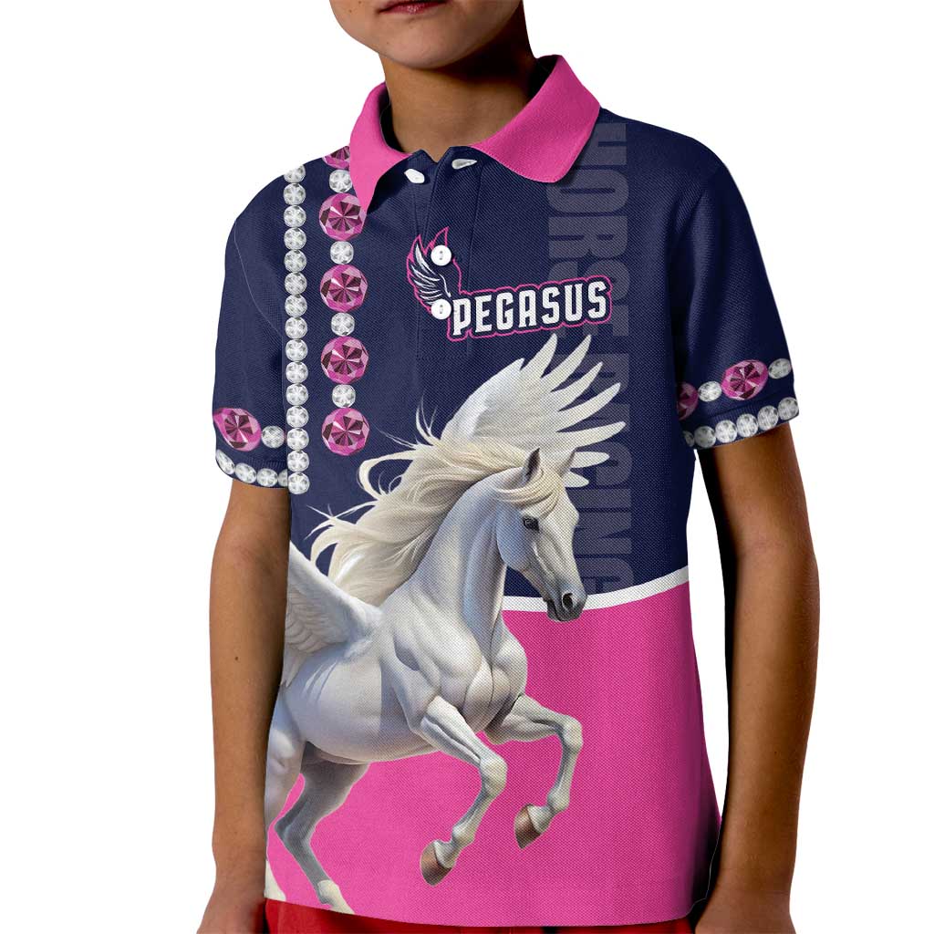 Personalized Pegasus Horse Racing Kid Polo Shirt Diamond Luxury Style - Wonder Print Shop
