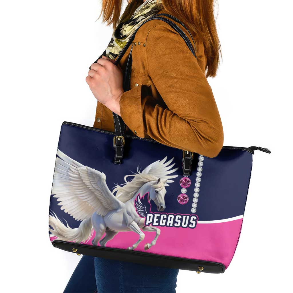 Pegasus Horse Racing Leather Tote Bag Diamond Luxury Style