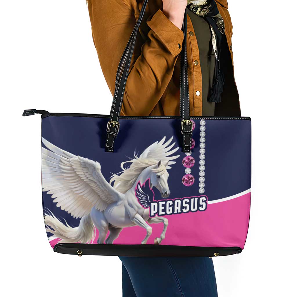Pegasus Horse Racing Leather Tote Bag Diamond Luxury Style