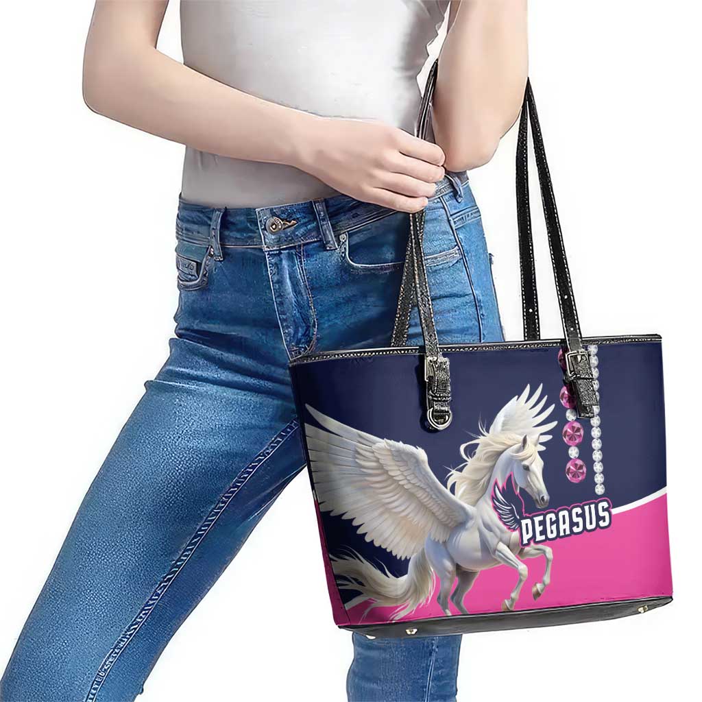 Pegasus Horse Racing Leather Tote Bag Diamond Luxury Style
