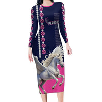Personalized Pegasus Horse Racing Long Sleeve Bodycon Dress Diamond Luxury Style - Wonder Print Shop