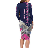 Personalized Pegasus Horse Racing Long Sleeve Bodycon Dress Diamond Luxury Style - Wonder Print Shop