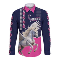 Personalized Pegasus Horse Racing Long Sleeve Button Shirt Diamond Luxury Style