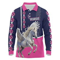Personalized Pegasus Horse Racing Long Sleeve Polo Shirt Diamond Luxury Style - Wonder Print Shop