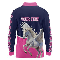 Personalized Pegasus Horse Racing Long Sleeve Polo Shirt Diamond Luxury Style - Wonder Print Shop