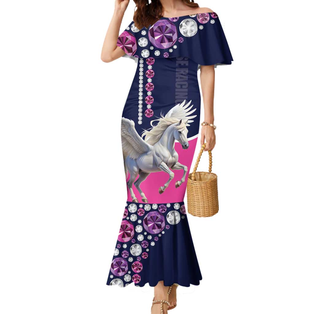 Personalized Pegasus Horse Racing Mermaid Dress Diamond Luxury Style - Wonder Print Shop