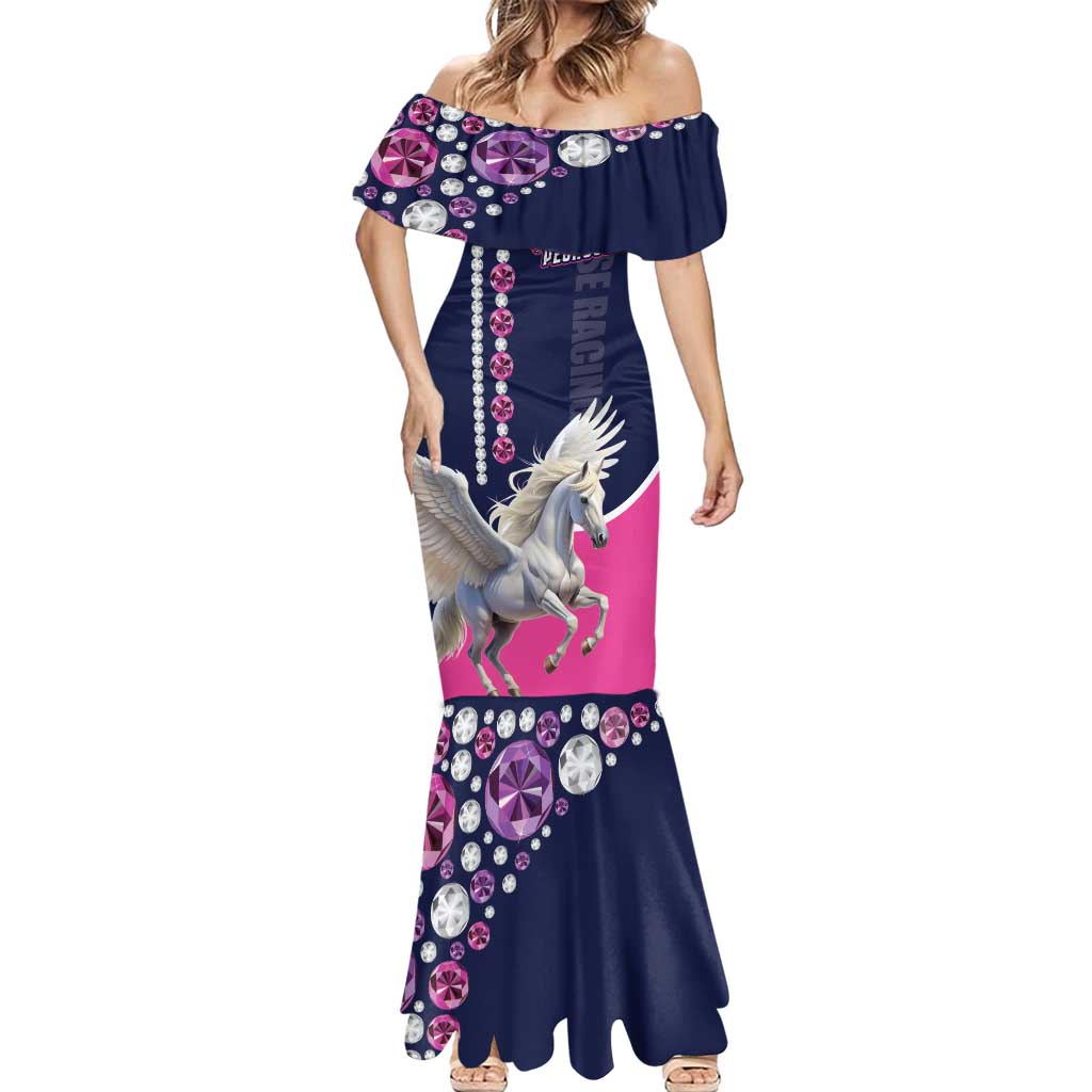 Personalized Pegasus Horse Racing Mermaid Dress Diamond Luxury Style - Wonder Print Shop