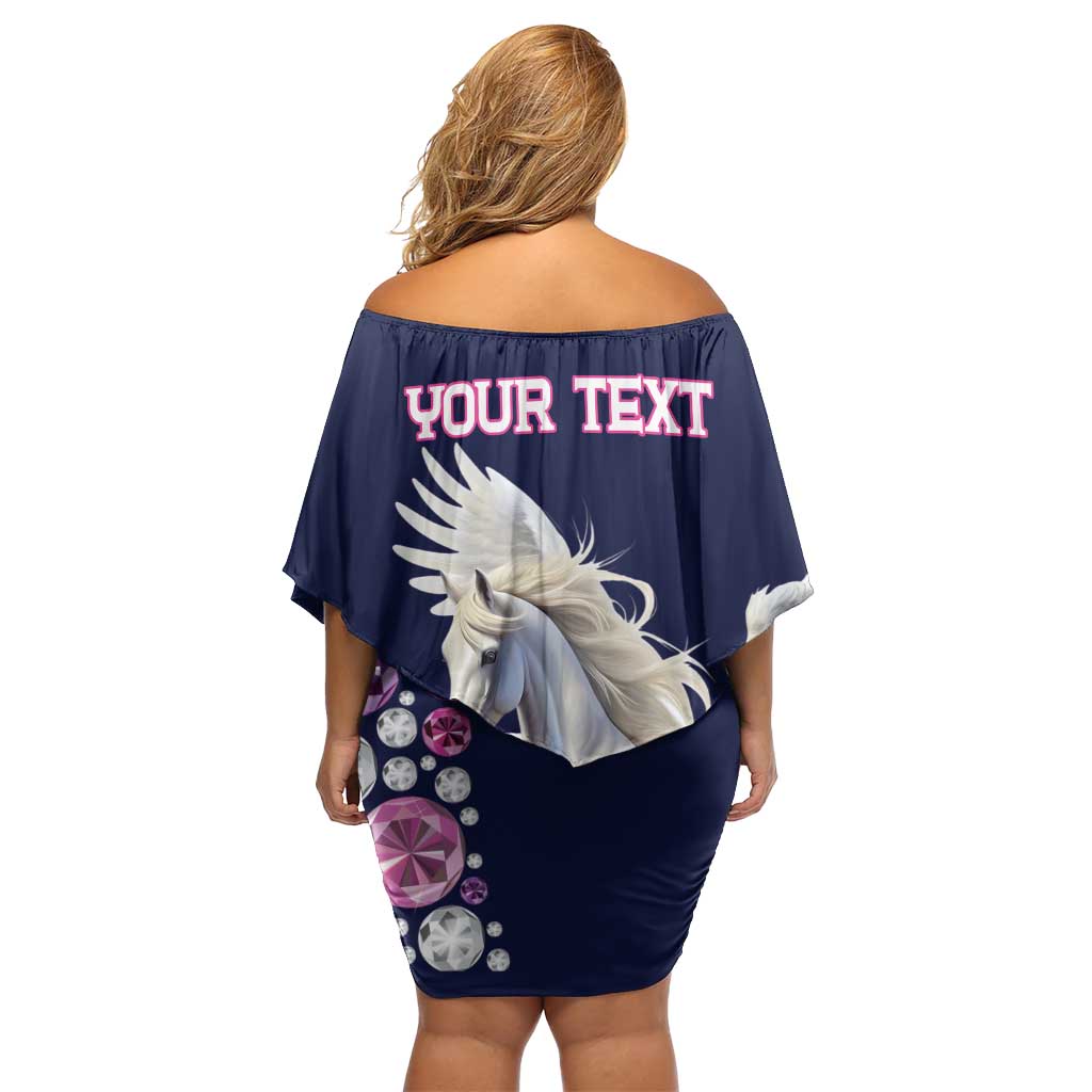 Personalized Pegasus Horse Racing Off Shoulder Short Dress Diamond Luxury Style - Wonder Print Shop