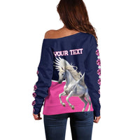 Personalized Pegasus Horse Racing Off Shoulder Sweater Diamond Luxury Style - Wonder Print Shop