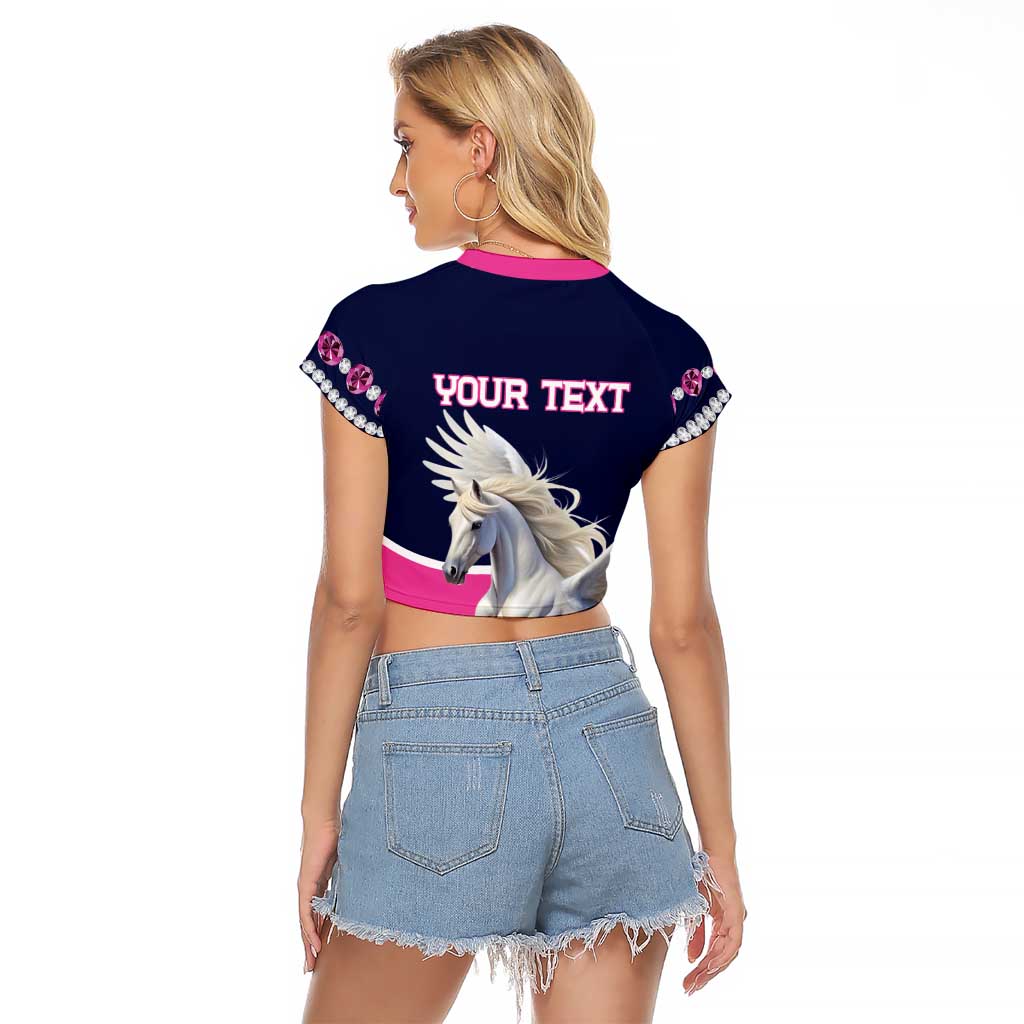 Personalized Pegasus Horse Racing Raglan Cropped T Shirt Diamond Luxury Style - Wonder Print Shop