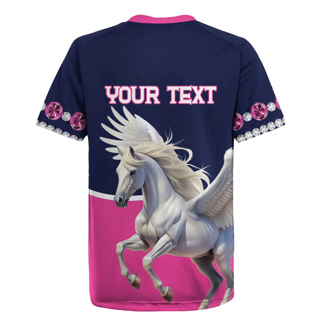 Personalized Pegasus Horse Racing Rugby Jersey Diamond Luxury Style - Wonder Print Shop