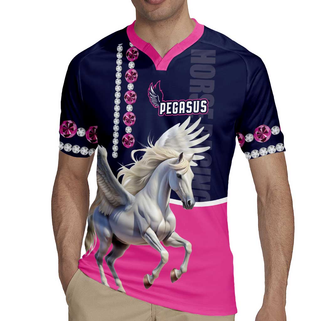 Personalized Pegasus Horse Racing Rugby Jersey Diamond Luxury Style - Wonder Print Shop