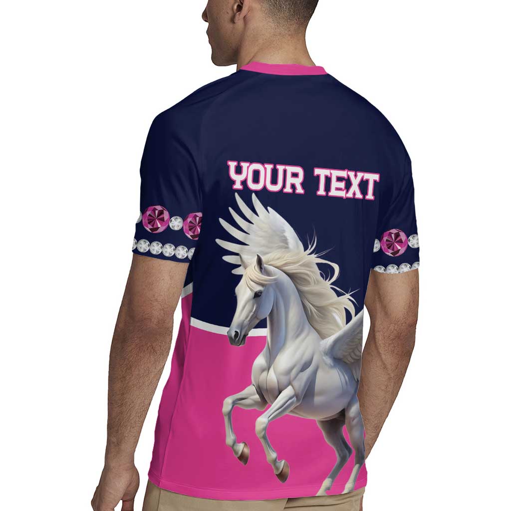 Personalized Pegasus Horse Racing Rugby Jersey Diamond Luxury Style - Wonder Print Shop
