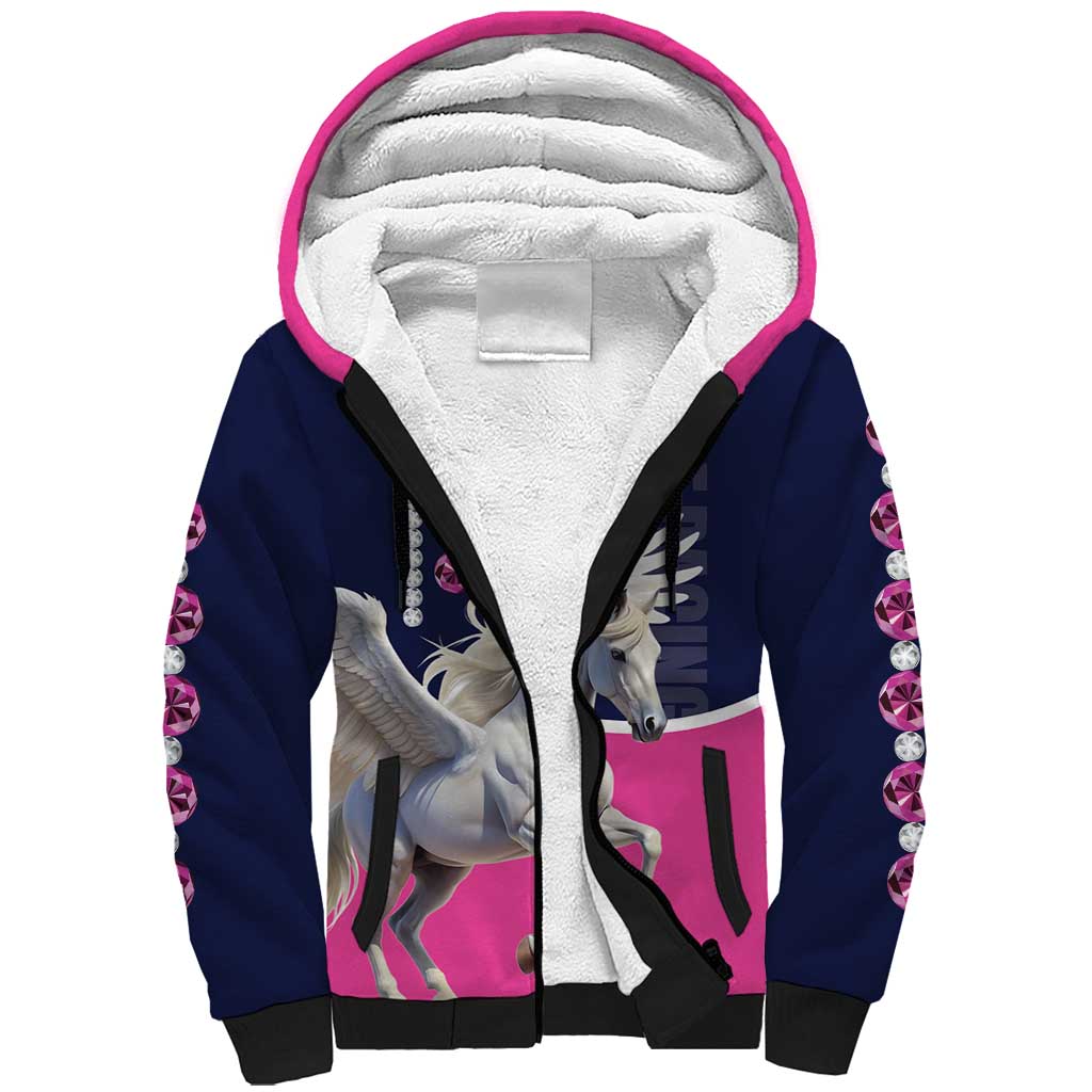 Personalized Pegasus Horse Racing Sherpa Hoodie Diamond Luxury Style - Wonder Print Shop